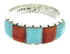 Silver Turquoise Apple Coral Southwestern Ring Size 7-3/4 AW63717